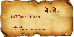 Müncz Mikes névjegykártya